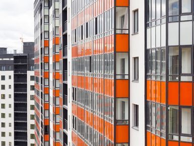 Фасады готовых корпусов. Июль 2018 года.