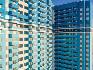 ЖК «Шуваловский дуэт». Фасад корпуса 1. Аэрофотосъемка. Фото от 22.01.2019 г.