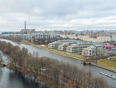 ЖК «Stockholm» (Стокгольм). Вид со стороны ЦПКиО. Аэрофотосъемка 20.11.2018 г.