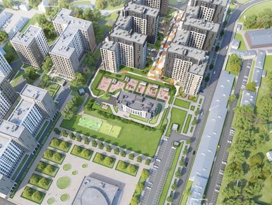 Комплекс включает в себя два корпуса 11 и 13 этажей.