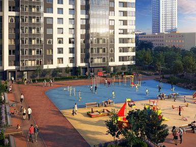 Благоустроенная придомовая территория.