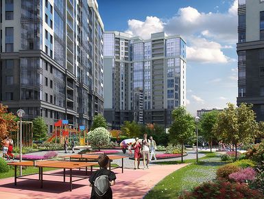 ЖК YouПитер. Зона отдыха во дворе.