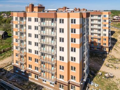 ЖК «Рябиновый сад». Ход строительства. Корпус 1 (1 этап). Аэрофотосъемка. Фото от 12.05.2018 г.