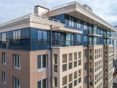 ЖК «The Residence» (Резиденс). Корпус А. Фасад. Аэрофотосъемка. Фото от 01.03.2017 г.