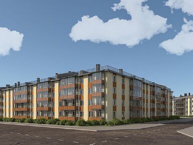 Кирпично-монолитные дома высотой в 4 этажа.