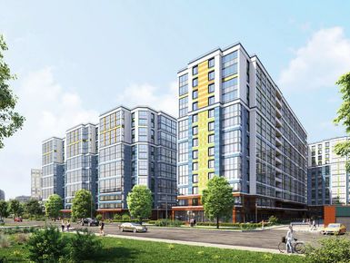 Навесные вентилируемые фасады будут облицованы керамогранитом, цветовое решение проекта вдохновлено названием: гармоничное сочетание лазурного, белого, оранжевого и зеленого.